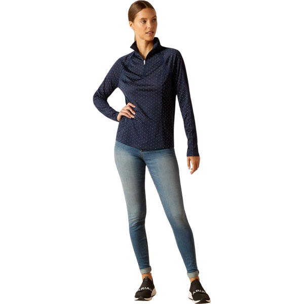 Ariat Womens Sunstopper 3.0 Long Sleeve Baselayer 10049042 - Navy Dot